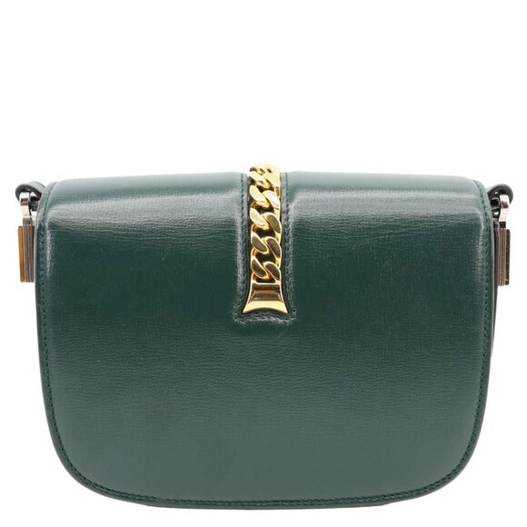 Gucci  Sylvie 1969 Mini Leather Shoulder Bag Green 615965 - Picture 4 of 12